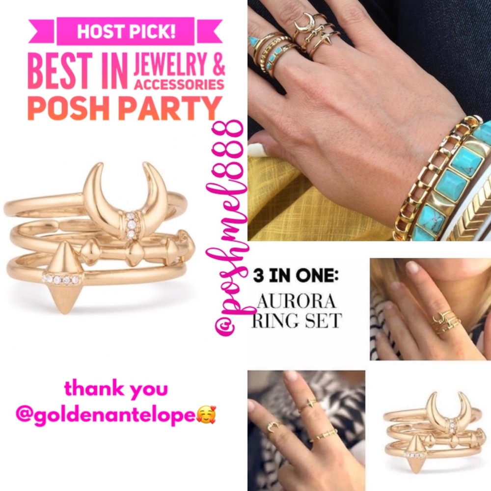 :: Stella & Dot Gold Aurora Ring Set Of 3